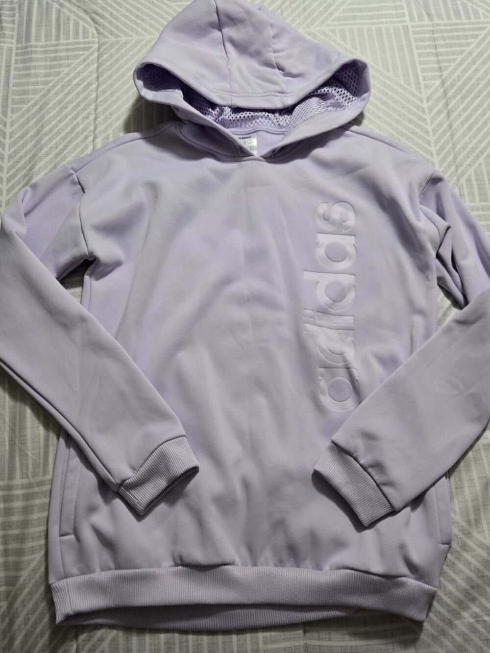 Adidas AEROREADY Lilac Lavender Embossed Logo Pullover Hoodie XS